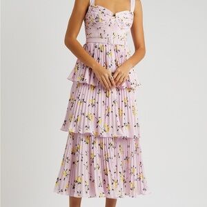 Self-Portrait Pink Floral Midi Dress